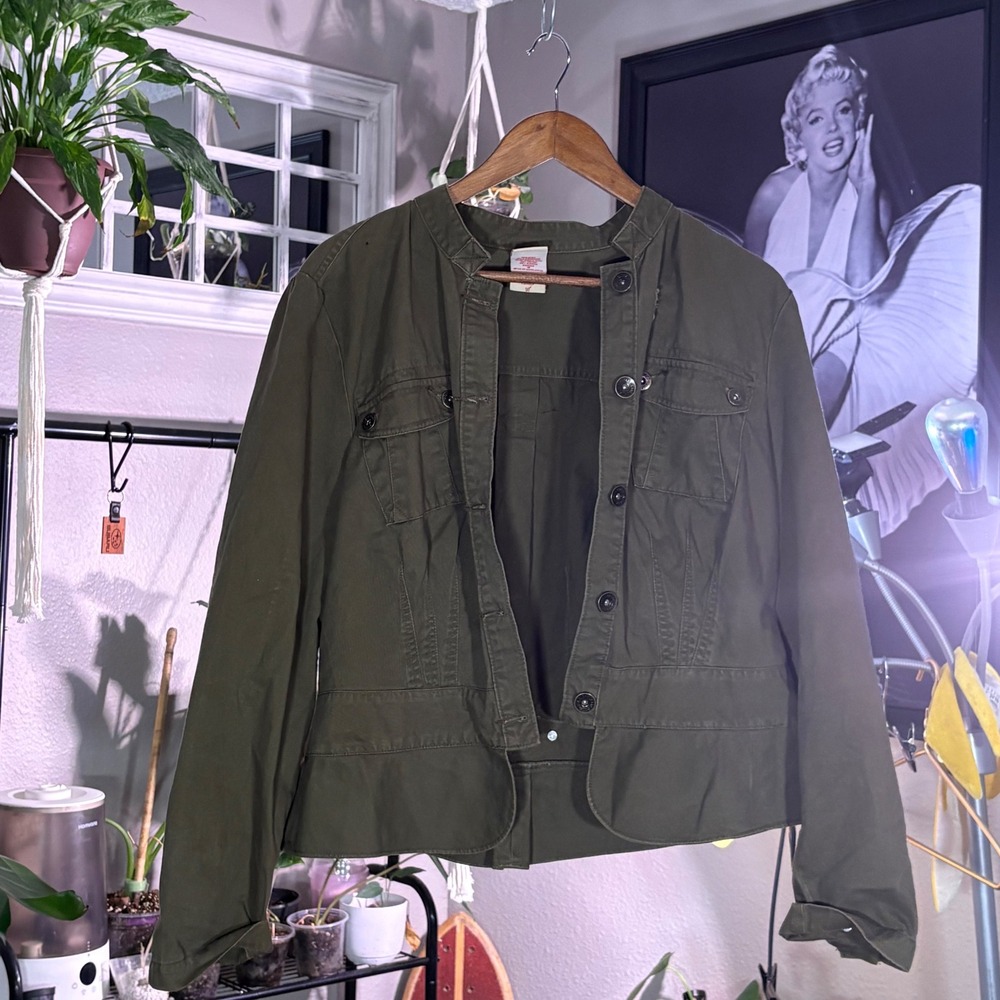Faded Glory Olive Green Utility Jacket Women's Size 18 Military Field Jacket‎